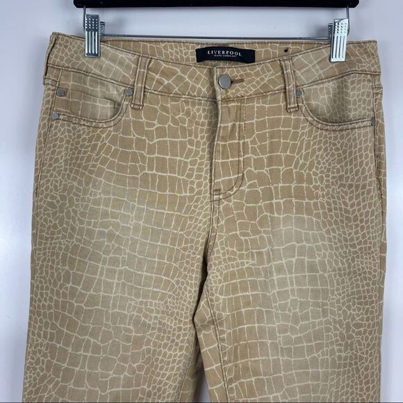 Liverpool Jeans Company Tan Giraffe Animal Print Mid Rise Skinny Jeans Women's 8 - Picture 3 of 7